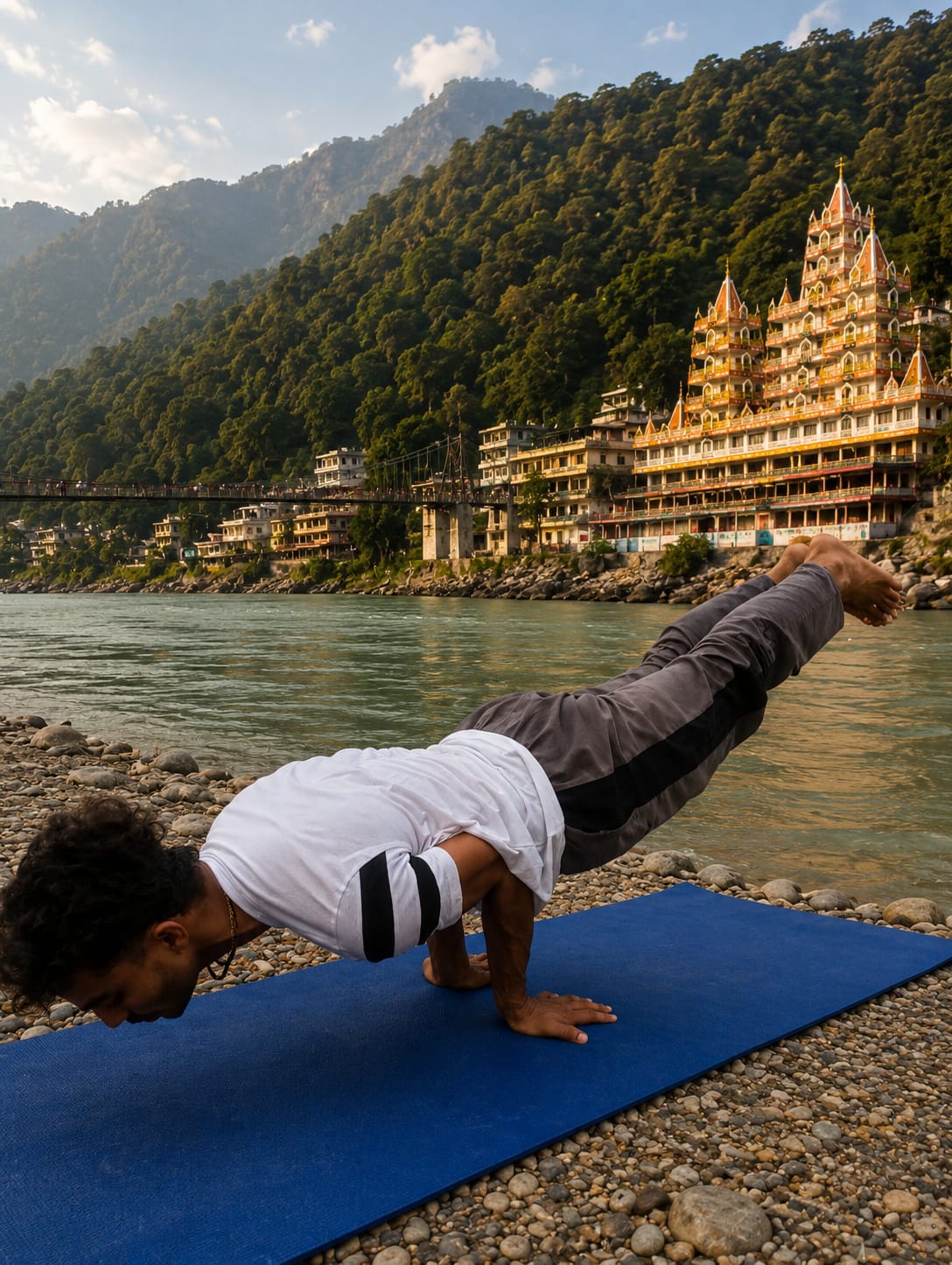 Advanced yoga practitioner performing an advanced yoga pose